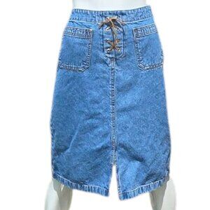 Women's A-Line Denim Lace Up Skirt COVINGTON sz 4